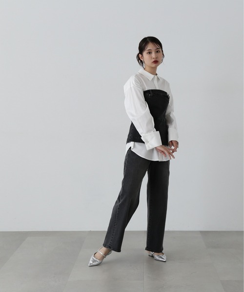 N.（N. Natural Beauty Basic）（エヌエヌナチュラルビューティーベーシック）の「◆デニムベアビスチェ（ベスト・レディース・ブラック/ブルー・MEDIUM）」の7枚目の写真