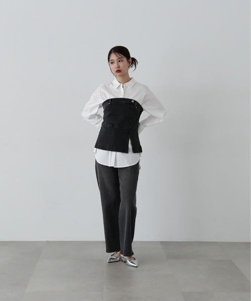 N.（N. Natural Beauty Basic）（エヌエヌナチュラルビューティーベーシック）の「◆デニムベアビスチェ（ベスト・レディース・ブラック/ブルー・MEDIUM）」の9枚目の写真