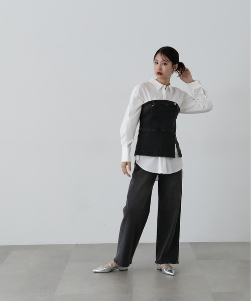 N.（N. Natural Beauty Basic）（エヌエヌナチュラルビューティーベーシック）の「◆デニムベアビスチェ（ベスト・レディース・ブラック/ブルー・MEDIUM）」の10枚目の写真