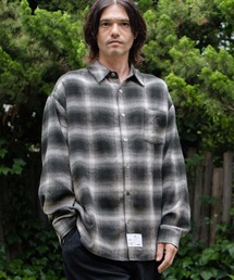 ms5740-Brushed Cotton Ombre Check Flannel Shirts ネルシャツ