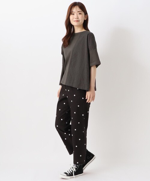 one'sterrace(ワンズテラス)の「パッチワーク 5分袖プルオーバー(Tシャツ/カットソー・レディース・グレー系その他7/イエロー系8/ライトグレー系8・02)」の14枚目の写真