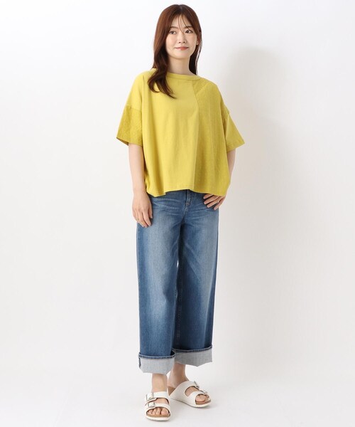 one'sterrace(ワンズテラス)の「パッチワーク 5分袖プルオーバー(Tシャツ/カットソー・レディース・グレー系その他7/イエロー系8/ライトグレー系8・02)」の16枚目の写真