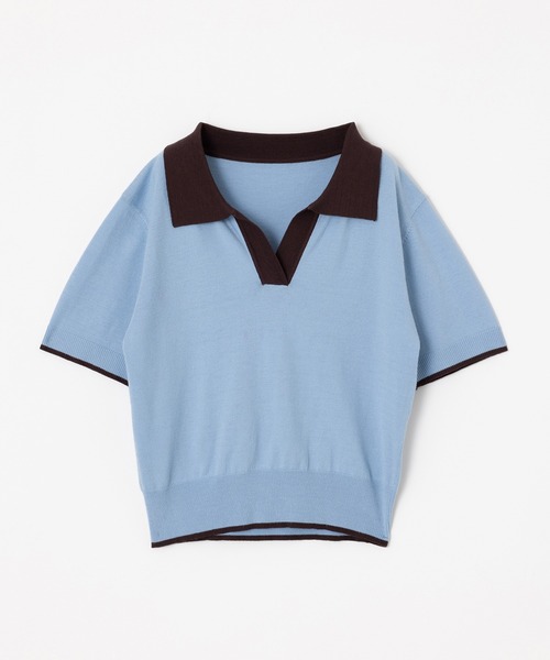 MIEL CRISHUNANT（ミエルクリシュナ）の「襟アソートニットポロシャツ（ニット/セーター・レディース・ブラック/ライトブルー・FREE）」の20枚目の写真