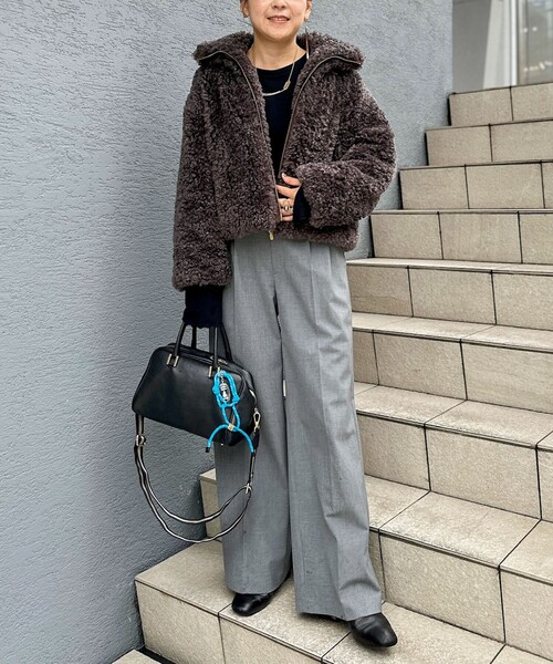 【OSLOW L.N.O.B】 オスロウ　折り返し裾　ワイドパンツ　新品 未使用 スラックス パンツ ウエスト折り返しデザインワイドパンツ