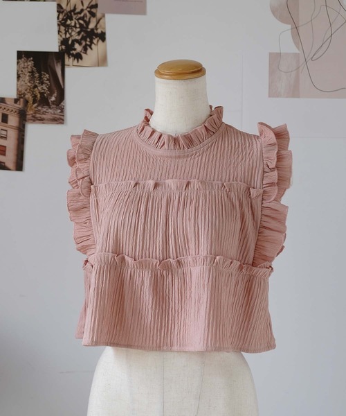 Girly Doll(ガーリードール)の「ノースリーブティアードフリルブラウス(シャツ/ブラウス・レディース・アイボリー/ブラック/ピンク・M/L)」の10枚目の写真