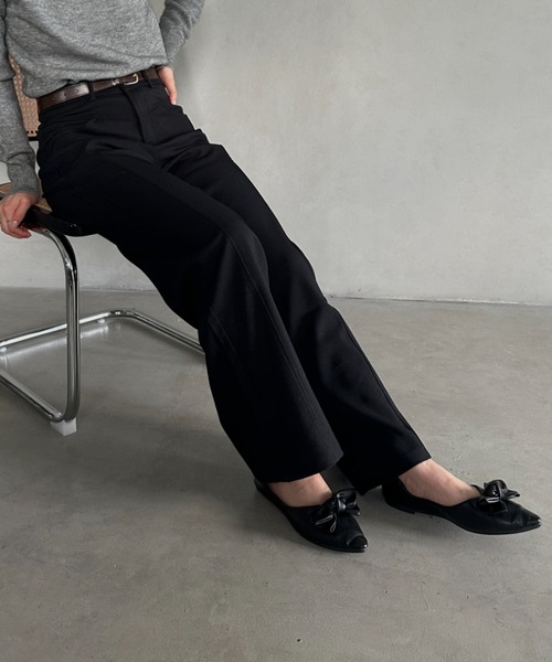 MYMOOD.(マイムード)の「ハイウエストワイドストレートパンツ(その他パンツ・レディース・ブラック/アイボリー/ブラウン・M)」の13枚目の写真