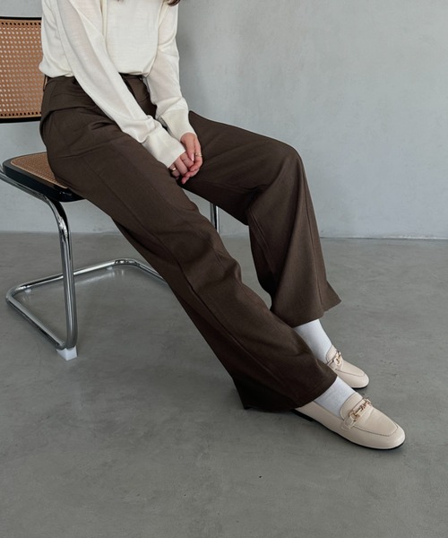 MYMOOD.(マイムード)の「ハイウエストワイドストレートパンツ(その他パンツ・レディース・ブラック/アイボリー/ブラウン・M)」の22枚目の写真