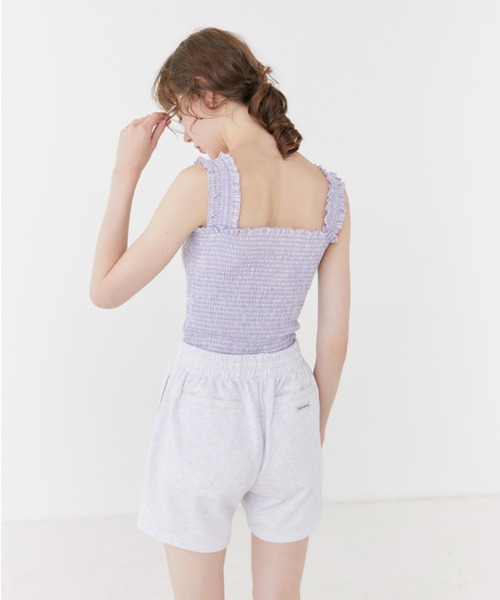 RUBY AND YOU（ルビーアンドユー）の「チェックシャーリングキャミソール（キャミソール・レディース・ライトパープル・FREE）」の2枚目の写真