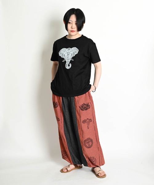 MARAI(マーライ)の「エスニック柄 ウエストゴム バイカラー バルーンパンツ サルエルパンツ(その他パンツ・レディース・カーキ/ブルー/ブラウン/レッド/ネイビー/パープル・FREE)」の11枚目の写真