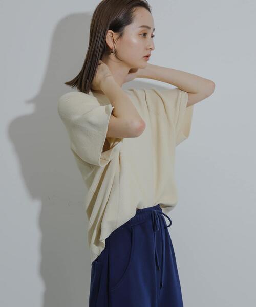 SENSE OF PLACE by URBAN RESEARCH（センスオブプレイスバイアーバンリサーチ）の「Vネックドルマンセーター（ニット/セーター・レディース・ネイビー/レッド/アイボリー/ブラック・ONE）」の6枚目の写真