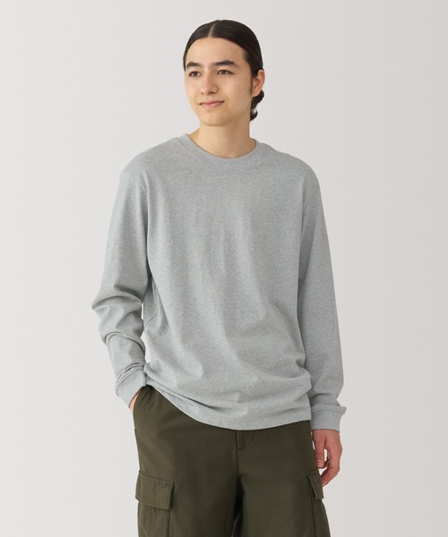 無印良品(ムジルシリョウヒン)の「紳士 洗いざらし太番手クルーネック長袖Tシャツ(Tシャツ/カットソー・メンズ・グレー/ブラック/ホワイト/マスタード/カーキ系/ブルー系・S/M/L/XL)」の3枚目の写真