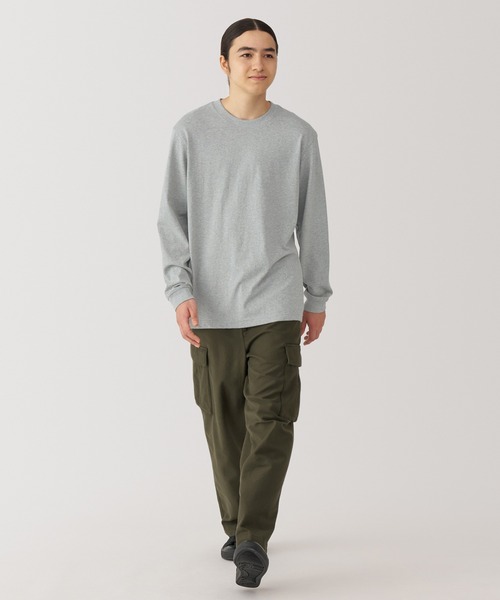 無印良品(ムジルシリョウヒン)の「紳士 洗いざらし太番手クルーネック長袖Tシャツ(Tシャツ/カットソー・メンズ・グレー/ブラック/ホワイト/マスタード/カーキ系/ブルー系・S/M/L/XL)」の19枚目の写真