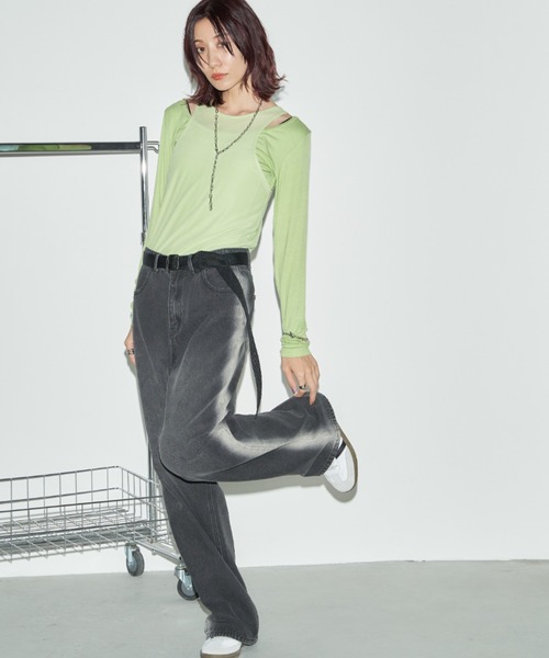 Auntie Rosa Holiday(アンティローザホリデー)の「サイドラインワイドデニム(デニムパンツ・レディース・ブラック/ブルー・SMALL/MEDIUM)」の10枚目の写真