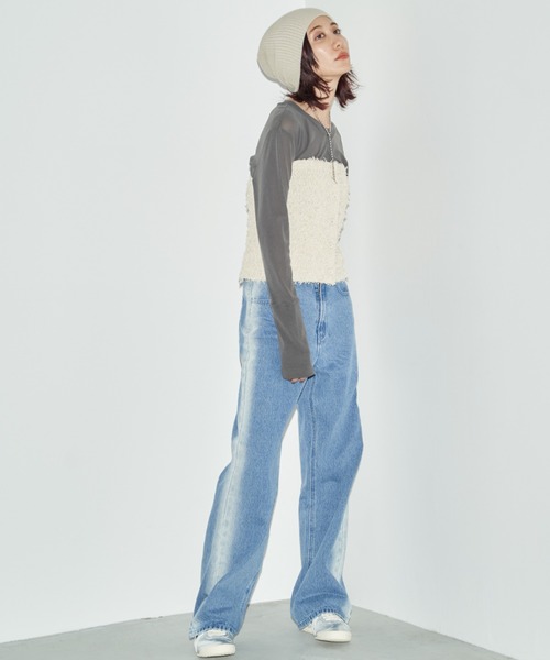 Auntie Rosa Holiday(アンティローザホリデー)の「サイドラインワイドデニム(デニムパンツ・レディース・ブラック/ブルー・SMALL/MEDIUM)」の22枚目の写真