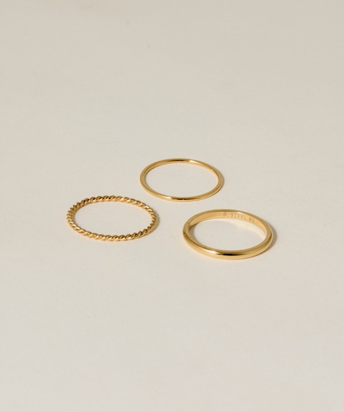 novice（ノーヴィス）の「【novice】Twist Rope Ring 3set［Stainless］（リング・メンズ・シルバー/ゴールド・FREE/19/14）」の2枚目の写真