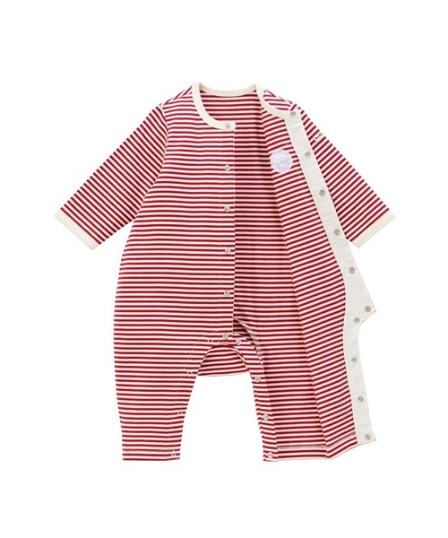 【Everyday Series】ワンポイント ボーダーカバーオール（ロンパース）｜HOT BISCUITS（ホットビスケッツ）