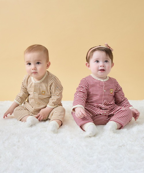 【Everyday Series】ワンポイント ボーダーカバーオール（ロンパース）｜HOT BISCUITS（ホットビスケッツ）