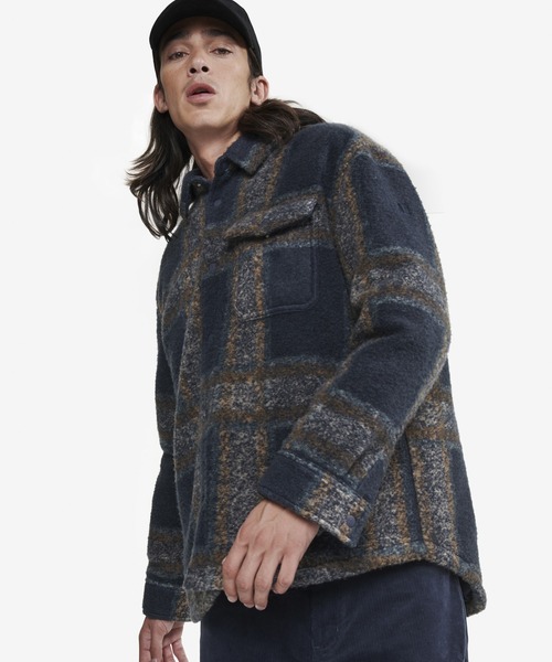 【セール】ワンポイントロゴ刺繍 オーバーサイズ メルトン チェックシャツジャケット（ブルゾン）｜AIGLE（エーグル）