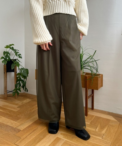 Olu.（オルドット）の「チュールレイヤードワイドパンツ（その他パンツ・レディース・オリーブ/グレイッシュベージュ/アイボリー・FREE）」の3枚目の写真