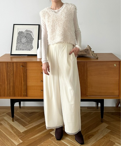 Olu.（オルドット）の「チュールレイヤードワイドパンツ（その他パンツ・レディース・オリーブ/グレイッシュベージュ/アイボリー・FREE）」の16枚目の写真