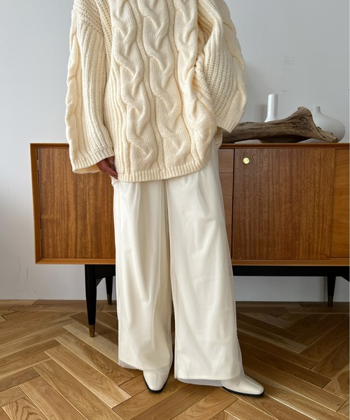 Olu.（オルドット）の「チュールレイヤードワイドパンツ（その他パンツ・レディース・オリーブ/グレイッシュベージュ/アイボリー・FREE）」の9枚目の写真