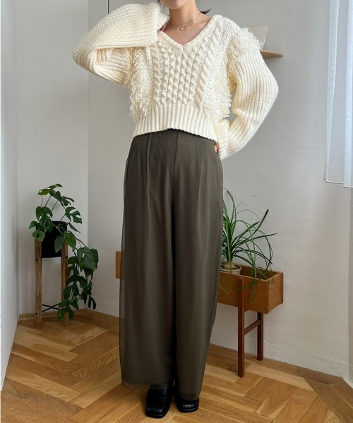 Olu.（オルドット）の「チュールレイヤードワイドパンツ（その他パンツ・レディース・オリーブ/グレイッシュベージュ/アイボリー・FREE）」の15枚目の写真