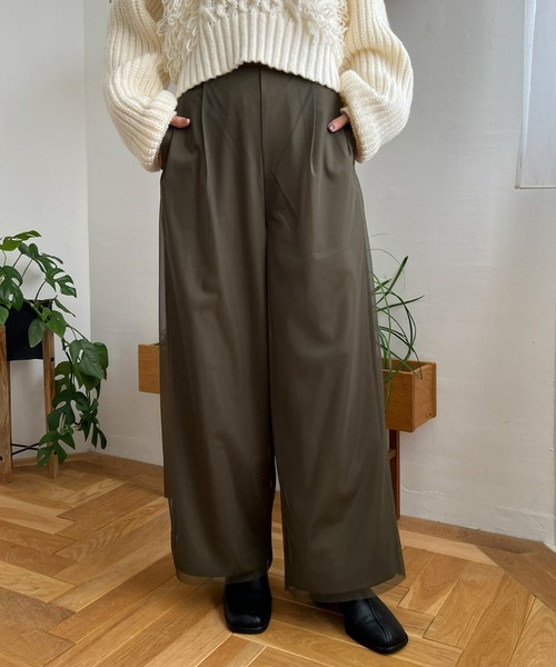 Olu.（オルドット）の「チュールレイヤードワイドパンツ（その他パンツ・レディース・オリーブ/グレイッシュベージュ/アイボリー・FREE）」の14枚目の写真