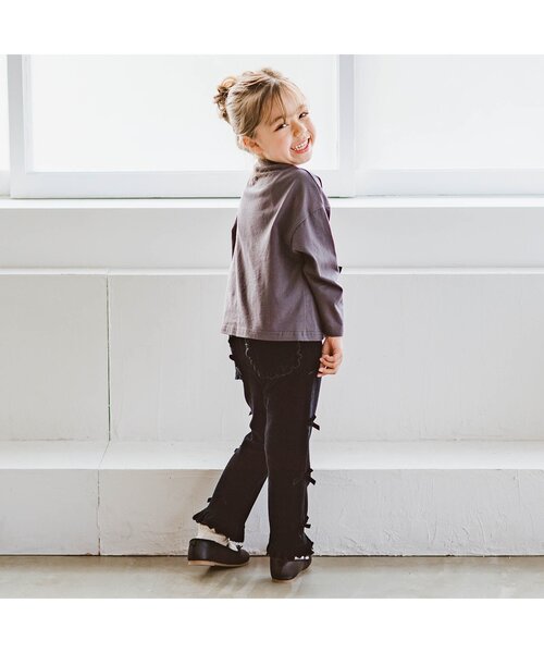 サイドリボンの裾フリルニットコールパンツ（その他パンツ）｜p