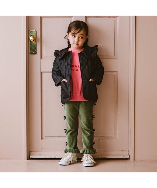 p.premier（ピードットプルミエ）の「サイドリボンの裾フリルニットコールパンツ（その他パンツ・キッズ・ブラック/カーキ/ベージュ・90/100/110/120/80/130/140）」の14枚目の写真