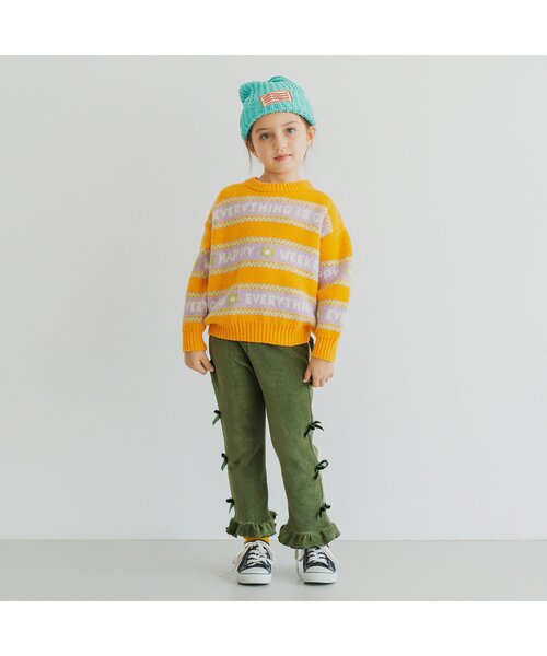 p.premier（ピードットプルミエ）の「サイドリボンの裾フリルニットコールパンツ（その他パンツ・キッズ・ブラック/カーキ/ベージュ・90/100/110/120/80/130/140）」の15枚目の写真