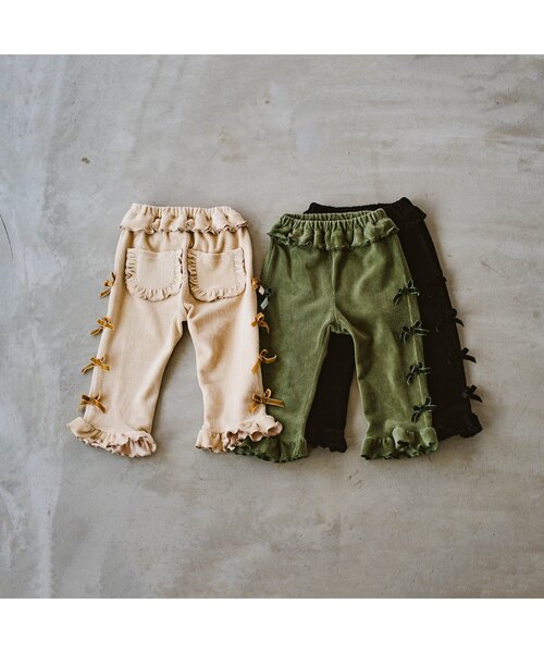 p.premier（ピードットプルミエ）の「サイドリボンの裾フリルニットコールパンツ（その他パンツ・キッズ・ブラック/カーキ/ベージュ・90/100/110/120/80/130/140）」の17枚目の写真