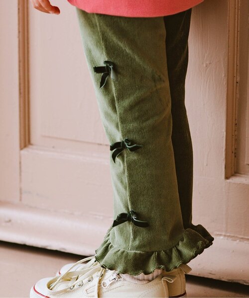 p.premier（ピードットプルミエ）の「サイドリボンの裾フリルニットコールパンツ（その他パンツ・キッズ・ブラック/カーキ/ベージュ・90/100/110/120/80/130/140）」の21枚目の写真