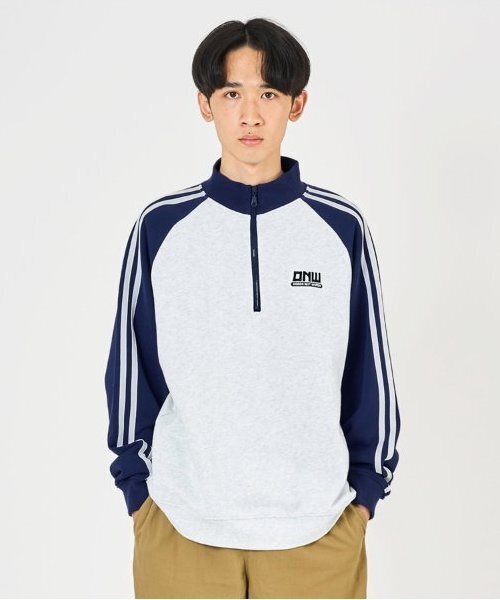 GLAZOS（グラソス）の「【大人向けサイズあり】【毛玉になりにくいしっかり素材】ラグランハーフジッププルオーバー（スウェット・キッズ・ブラック/ブルー/ネイビー・S/M/L/LL）」の2枚目の写真