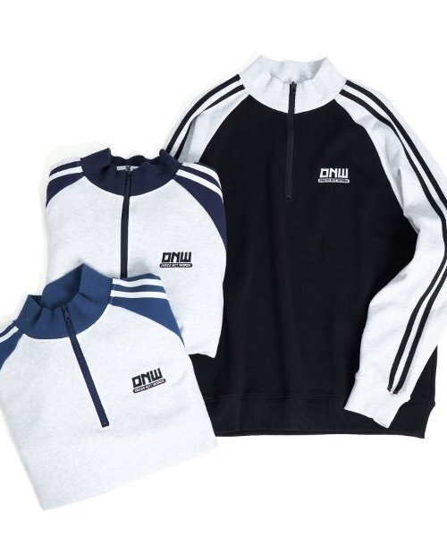 GLAZOS（グラソス）の「【大人向けサイズあり】【毛玉になりにくいしっかり素材】ラグランハーフジッププルオーバー（スウェット・キッズ・ブラック/ブルー/ネイビー・S/M/L/LL）」の13枚目の写真