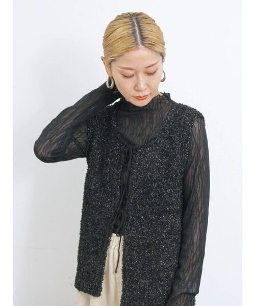 Samansa Mos2 blue（サマンサモスモスブルー）の「ラメ混フラッグヤーン2wayニットベスト（ニット/セーター・レディース・グレー/オフホワイト/ブラック・F）」の21枚目の写真