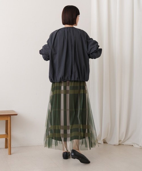 Bou Jeloud(ブージュルード)の「チュールチェックスカート(スカート・レディース・アイボリー/カーキ/ブラック・38)」の18枚目の写真