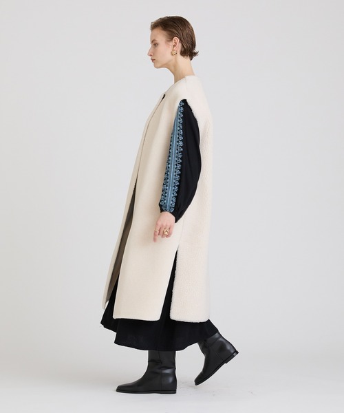 希少＊美品【ハウスオブロータス】ボアロングジレ オフホワイト　M HOUSE OF LOTUS（ハウスオブロータス）の「ボアロングジレ（その他