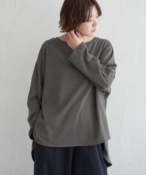 【新品未使用】LIDNM☆ロンT ウール☆M☆グレー セール】スッキリネックドルマンロンT（Tシャツ/カットソー