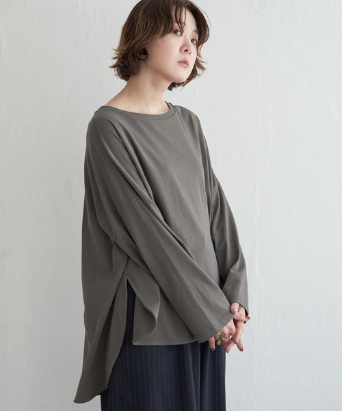 notch.(ノッチ)の「スッキリネックドルマンロンT(Tシャツ/カットソー・レディース・グレー/ブラック・M)」の18枚目の写真