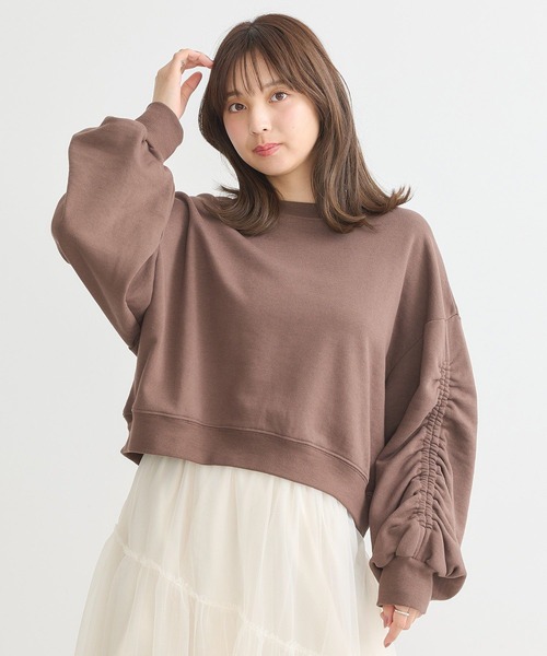 earth music&ecology(アースミュージックアンドエコロジー)の「ドロストスリーブスウェット(スウェット・レディース・ブラック/ロイヤルブルー/オートミール/ブラウン・FREE)」の5枚目の写真