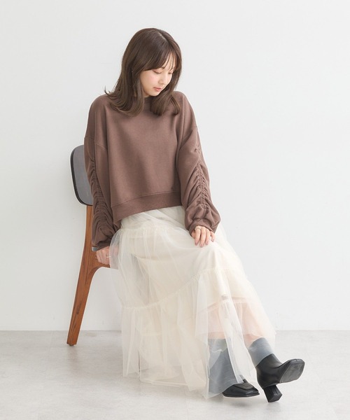 earth music&ecology(アースミュージックアンドエコロジー)の「ドロストスリーブスウェット(スウェット・レディース・ブラック/ロイヤルブルー/オートミール/ブラウン・FREE)」の10枚目の写真