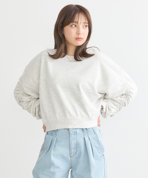 earth music&ecology(アースミュージックアンドエコロジー)の「ドロストスリーブスウェット(スウェット・レディース・ブラック/ロイヤルブルー/オートミール/ブラウン・FREE)」の16枚目の写真