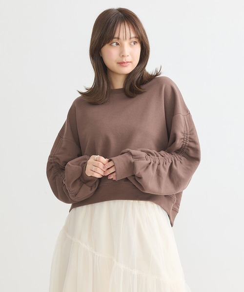 earth music&ecology(アースミュージックアンドエコロジー)の「ドロストスリーブスウェット(スウェット・レディース・ブラック/ロイヤルブルー/オートミール/ブラウン・FREE)」の7枚目の写真