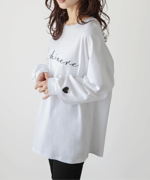 SUGAR BISKET（シュガービスケット）の「ロゴ＆ハート刺繍ロンT（Tシャツ/カットソー・レディース・チャコール/ホワイト/ブラック・フリー）」の6枚目の写真
