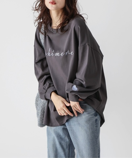 SUGAR BISKET（シュガービスケット）の「ロゴ＆ハート刺繍ロンT（Tシャツ/カットソー・レディース・チャコール/ホワイト/ブラック・フリー）」の8枚目の写真