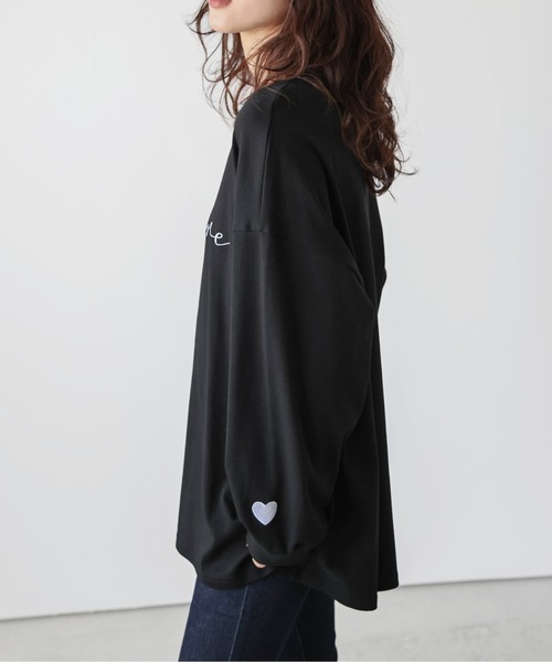 SUGAR BISKET（シュガービスケット）の「ロゴ＆ハート刺繍ロンT（Tシャツ/カットソー・レディース・チャコール/ホワイト/ブラック・フリー）」の14枚目の写真