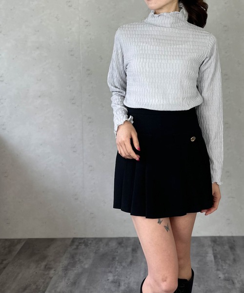 Per sist ence（パーシエンス）の「シアージャガードメローハイネックトップス（Tシャツ/カットソー・レディース・ライトグレー/ホワイト/ブラック・FREE）」の5枚目の写真