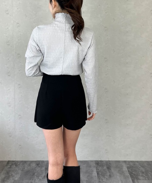 Per sist ence（パーシエンス）の「シアージャガードメローハイネックトップス（Tシャツ/カットソー・レディース・ライトグレー/ホワイト/ブラック・FREE）」の8枚目の写真