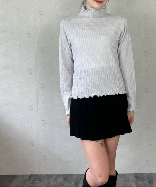 Per sist ence（パーシエンス）の「シアージャガードメローハイネックトップス（Tシャツ/カットソー・レディース・ライトグレー/ホワイト/ブラック・FREE）」の11枚目の写真