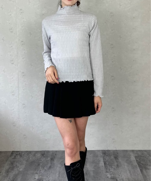 Per sist ence（パーシエンス）の「シアージャガードメローハイネックトップス（Tシャツ/カットソー・レディース・ライトグレー/ホワイト/ブラック・FREE）」の12枚目の写真